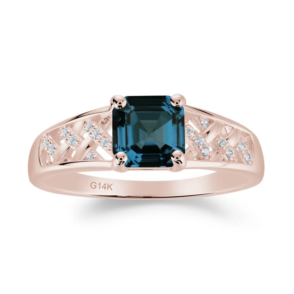 Asscher Cut Braided Design London Blue Topaz Engagement Ring - Image 3