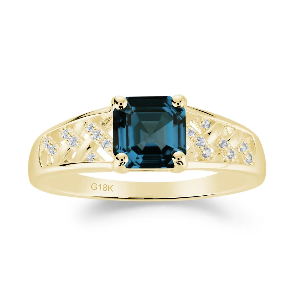 Asscher Cut Braided Design London Blue Topaz Engagement Ring - Image 5