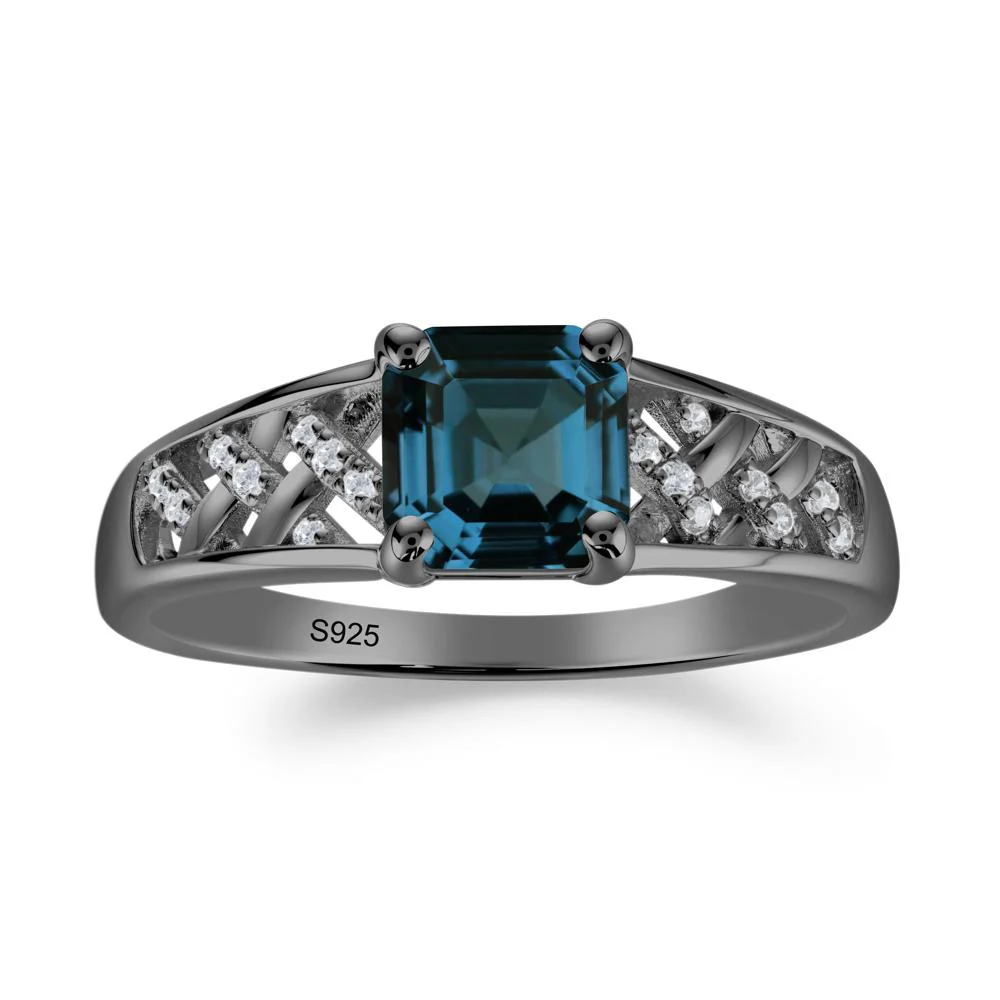Asscher Cut Braided Design London Blue Topaz Engagement Ring - Image 6