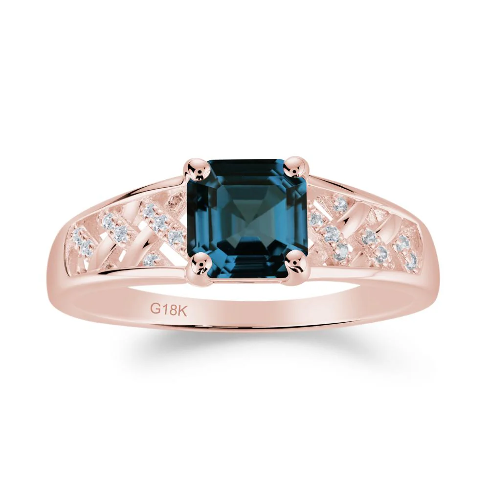 Asscher Cut Braided Design London Blue Topaz Engagement Ring - Image 7