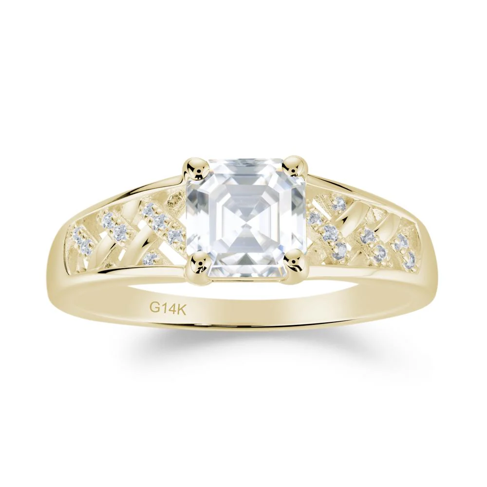 Asscher Cut Braided Design Moissanite Engagement Ring - Image 3
