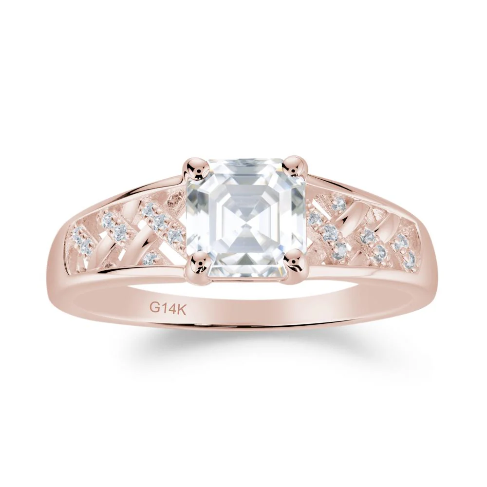 Asscher Cut Braided Design Moissanite Engagement Ring - Image 5