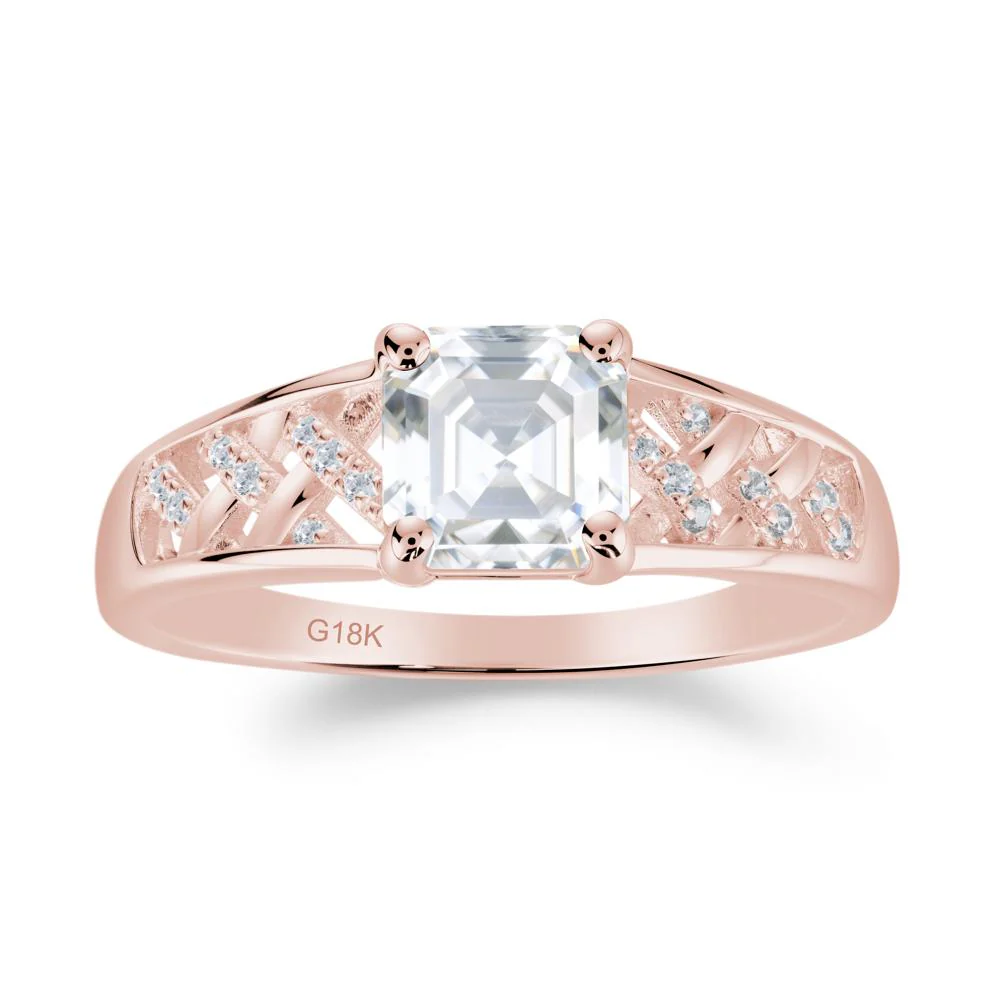 Asscher Cut Braided Design Moissanite Engagement Ring - Image 9