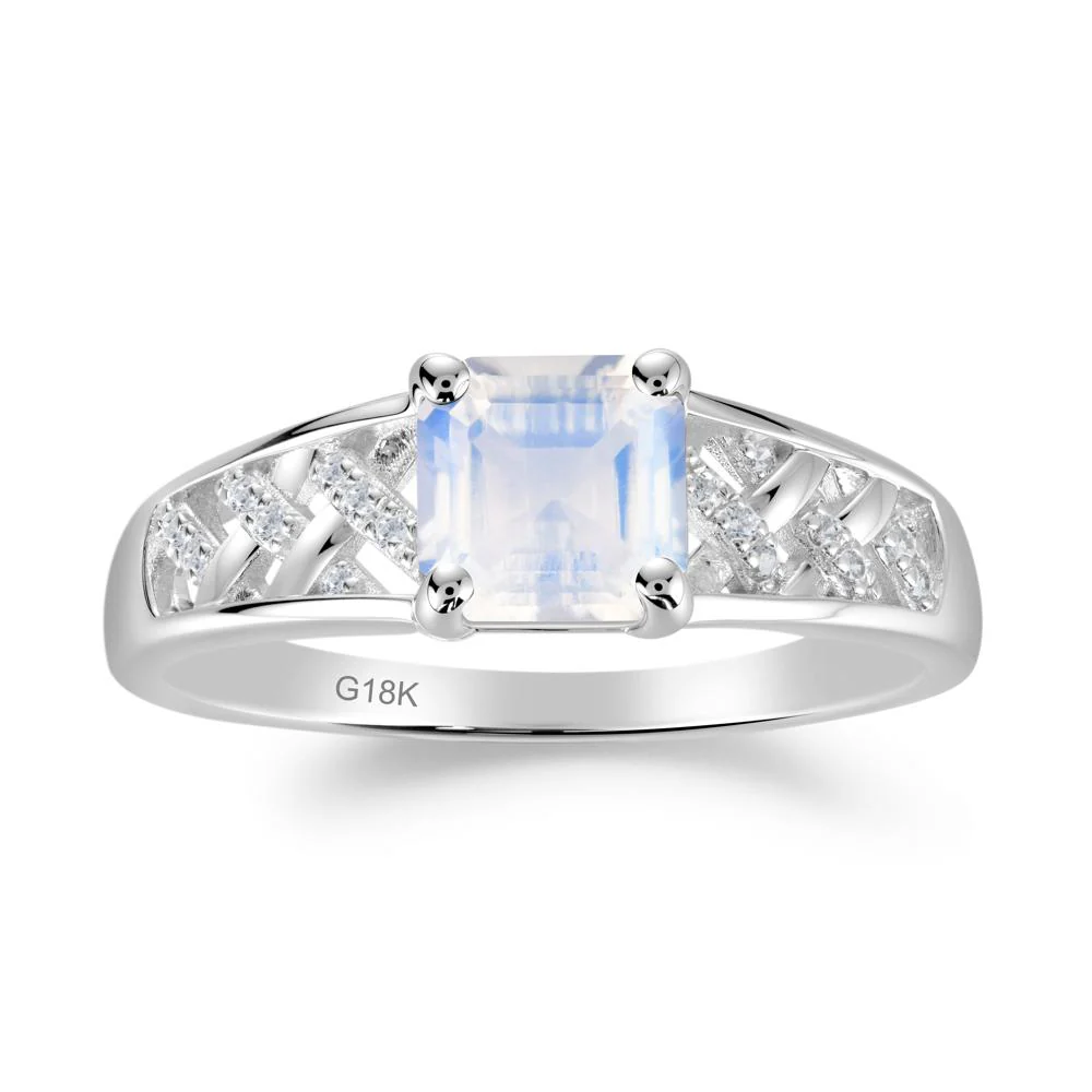Asscher Cut Braided Design Moonstone Engagement Ring - Image 4