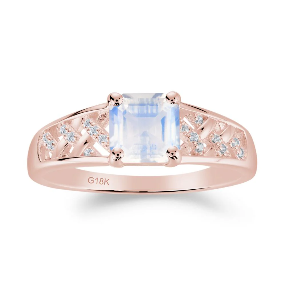 Asscher Cut Braided Design Moonstone Engagement Ring - Image 5