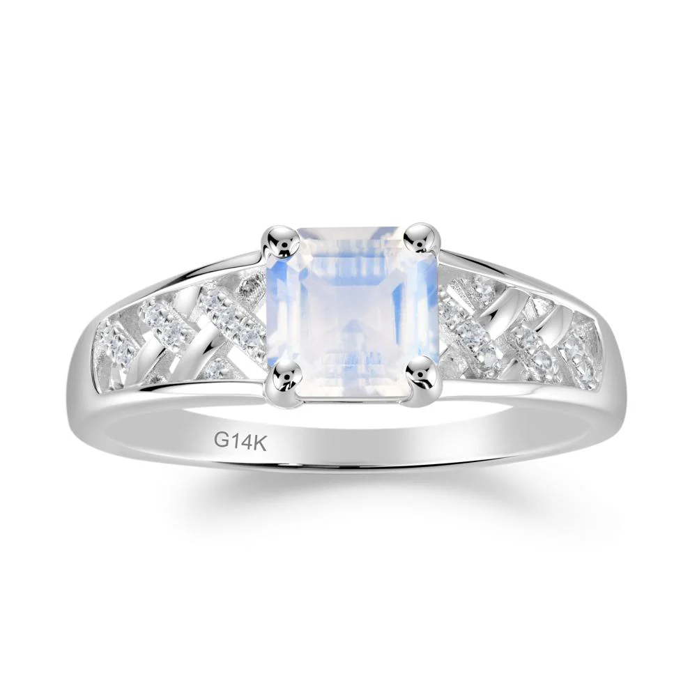 Asscher Cut Braided Design Moonstone Engagement Ring - Image 7