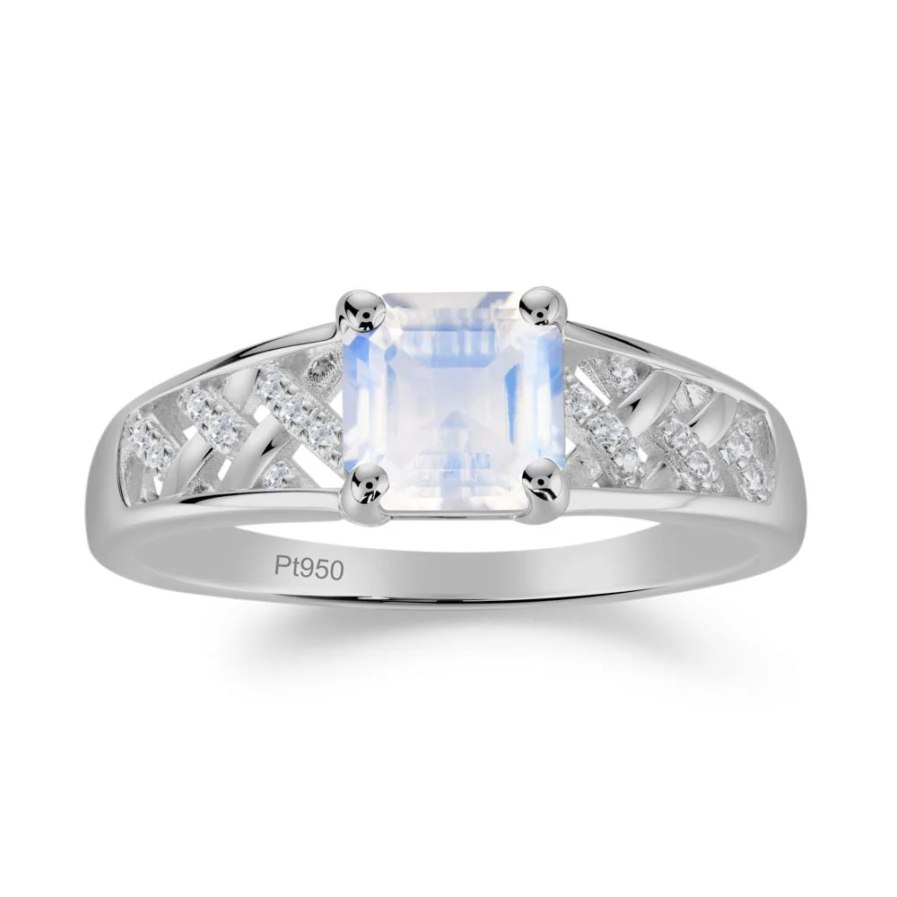 Asscher Cut Braided Design Moonstone Engagement Ring - Image 9