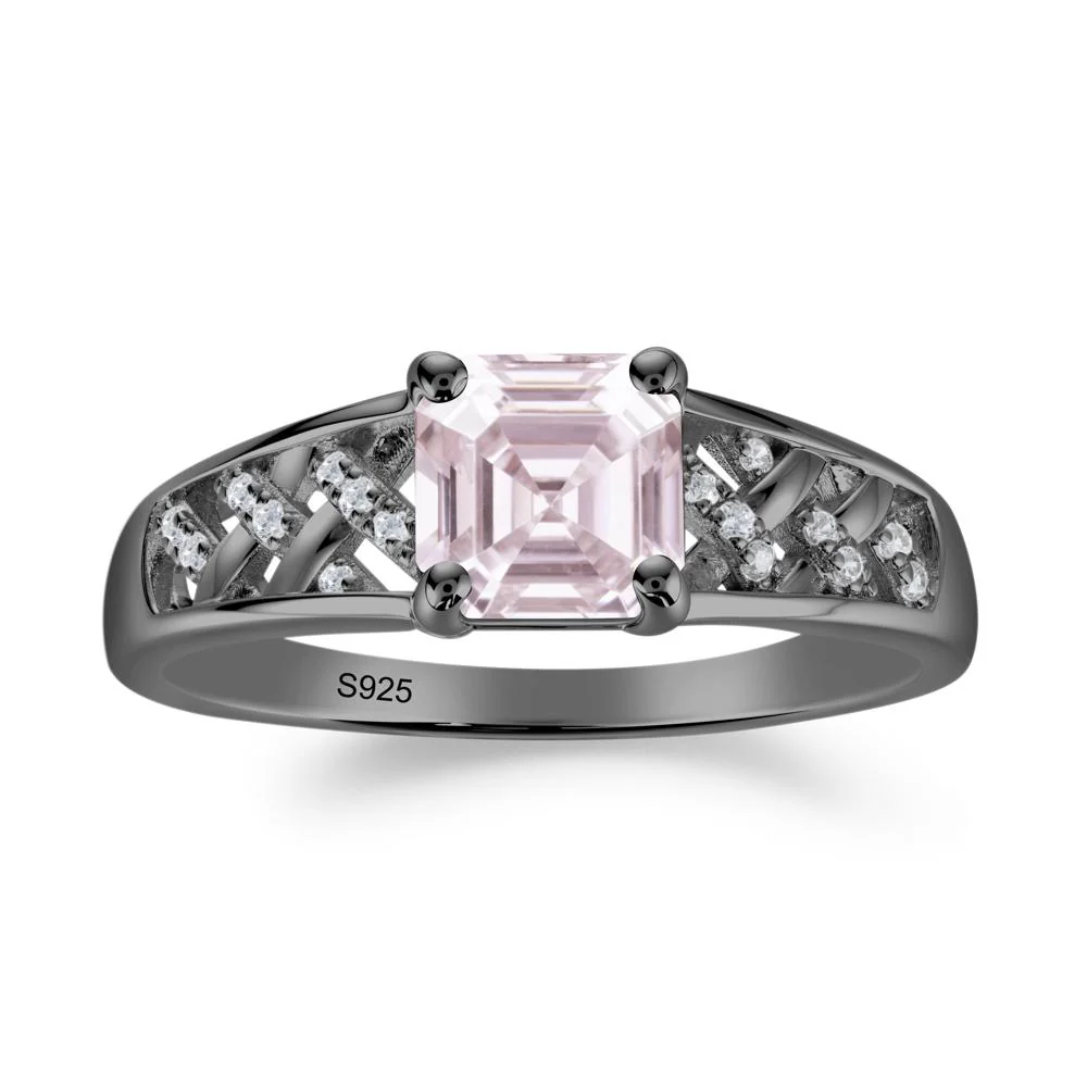 Asscher Cut Braided Design Pink Cubic Zirconia Engagement Ring - Image 2