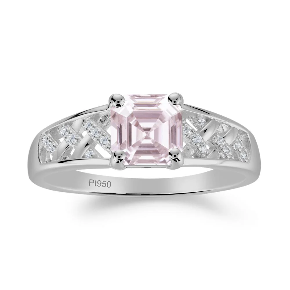 Asscher Cut Braided Design Pink Cubic Zirconia Engagement Ring - Image 4
