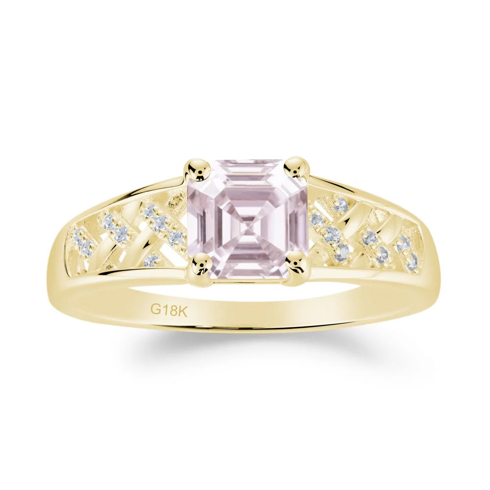 Asscher Cut Braided Design Pink Cubic Zirconia Engagement Ring - Image 5