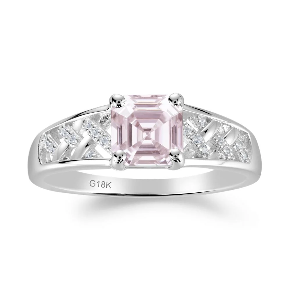 Asscher Cut Braided Design Pink Cubic Zirconia Engagement Ring - Image 8