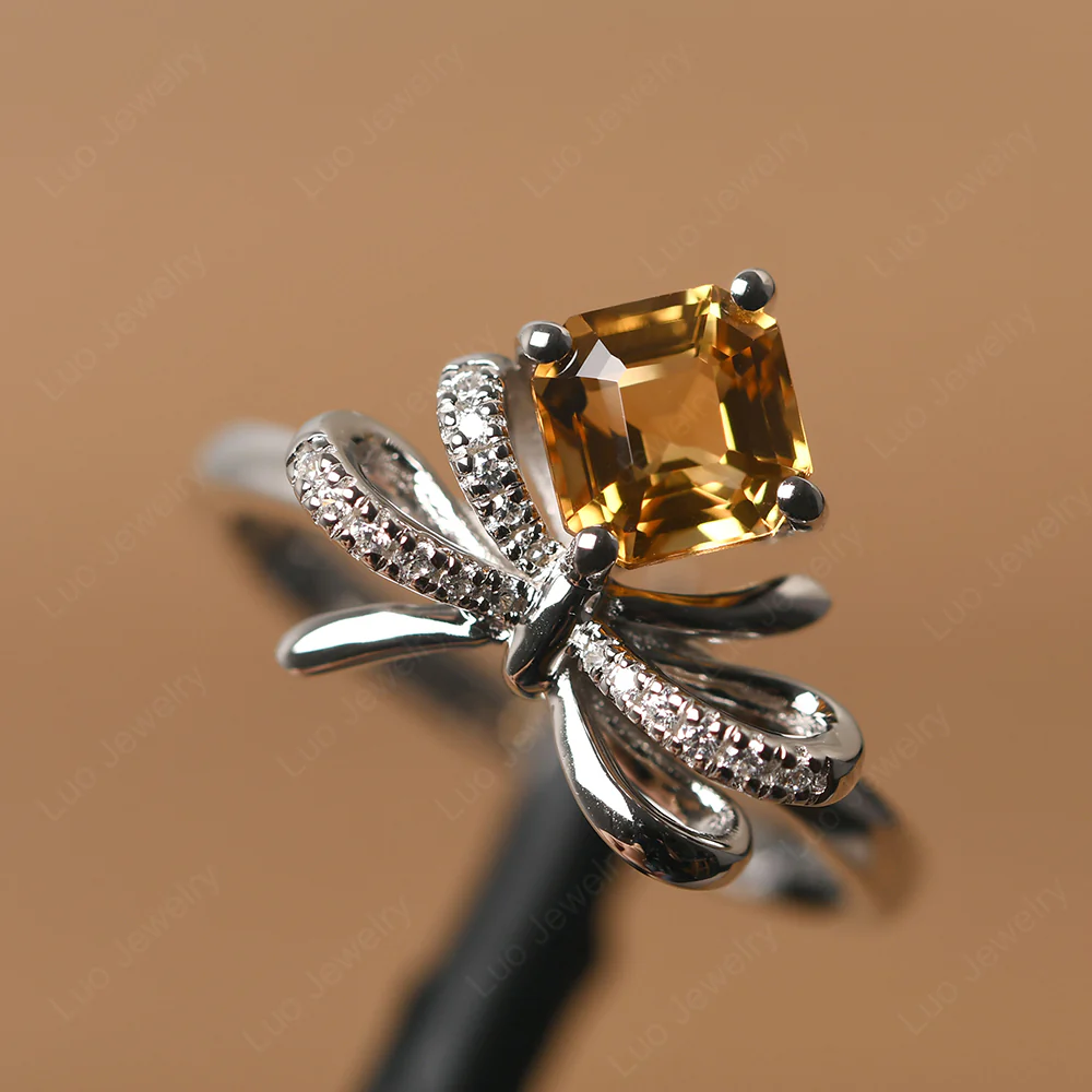 Asscher Cut Citrine Bowknot Ring - Image 2