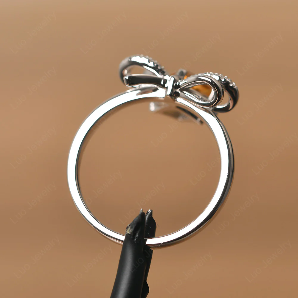 Asscher Cut Citrine Bowknot Ring - Image 3