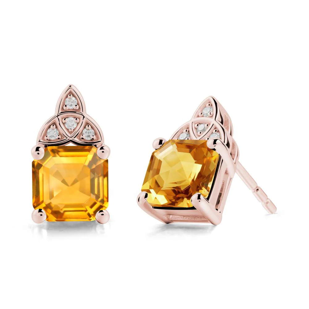 Asscher Cut Citrine Celtic Knot Earrings - Image 5
