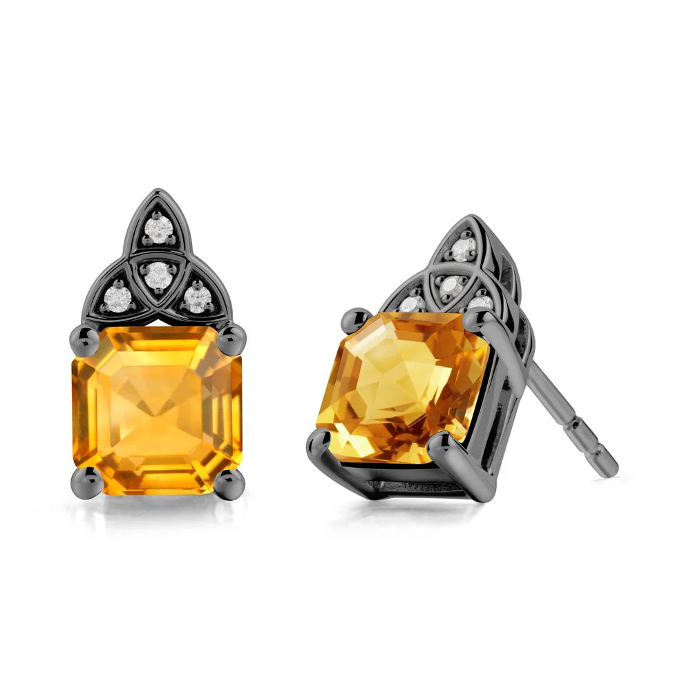 Asscher Cut Citrine Celtic Knot Earrings - Image 8