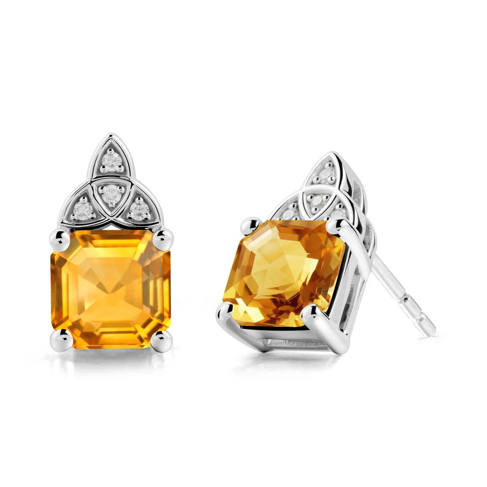 Asscher Cut Citrine Celtic Knot Earrings - Image 9