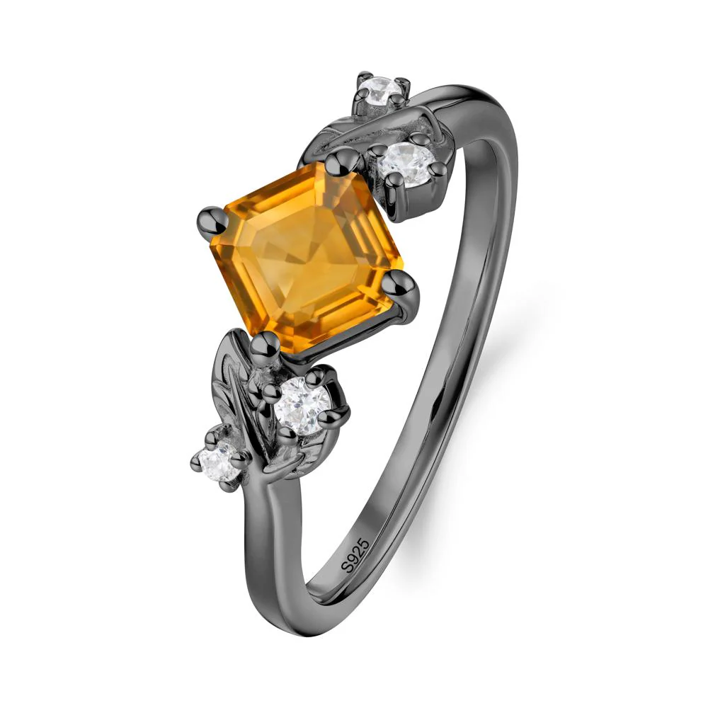 Asscher Cut Citrine Engagement Ring - Image 3