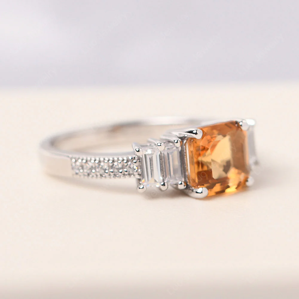 Citrine Engagement Ring with Baguettes - Image 2