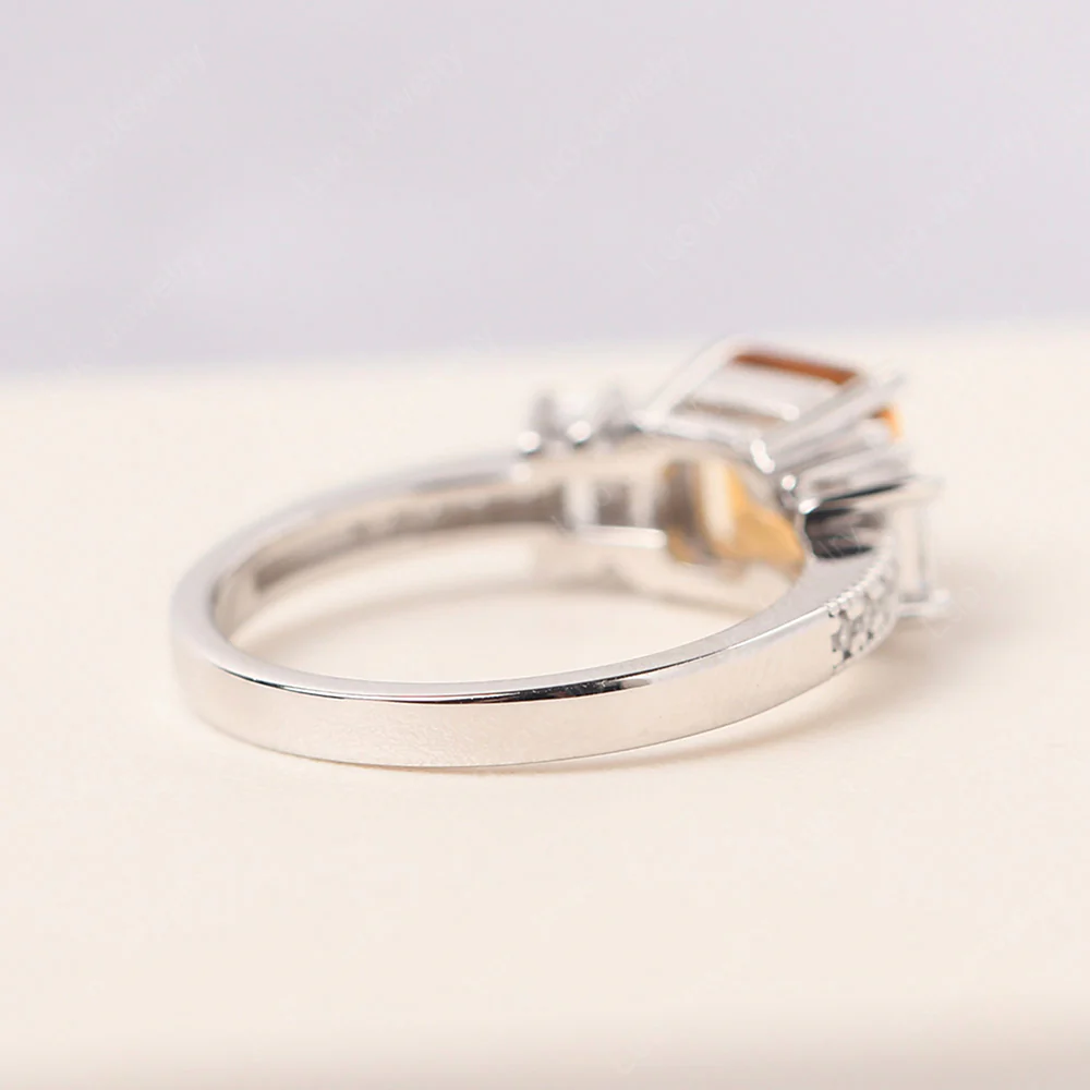 Citrine Engagement Ring with Baguettes - Image 3
