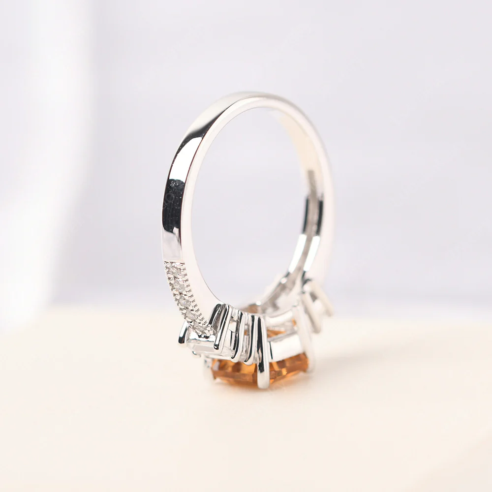 Citrine Engagement Ring with Baguettes - Image 4