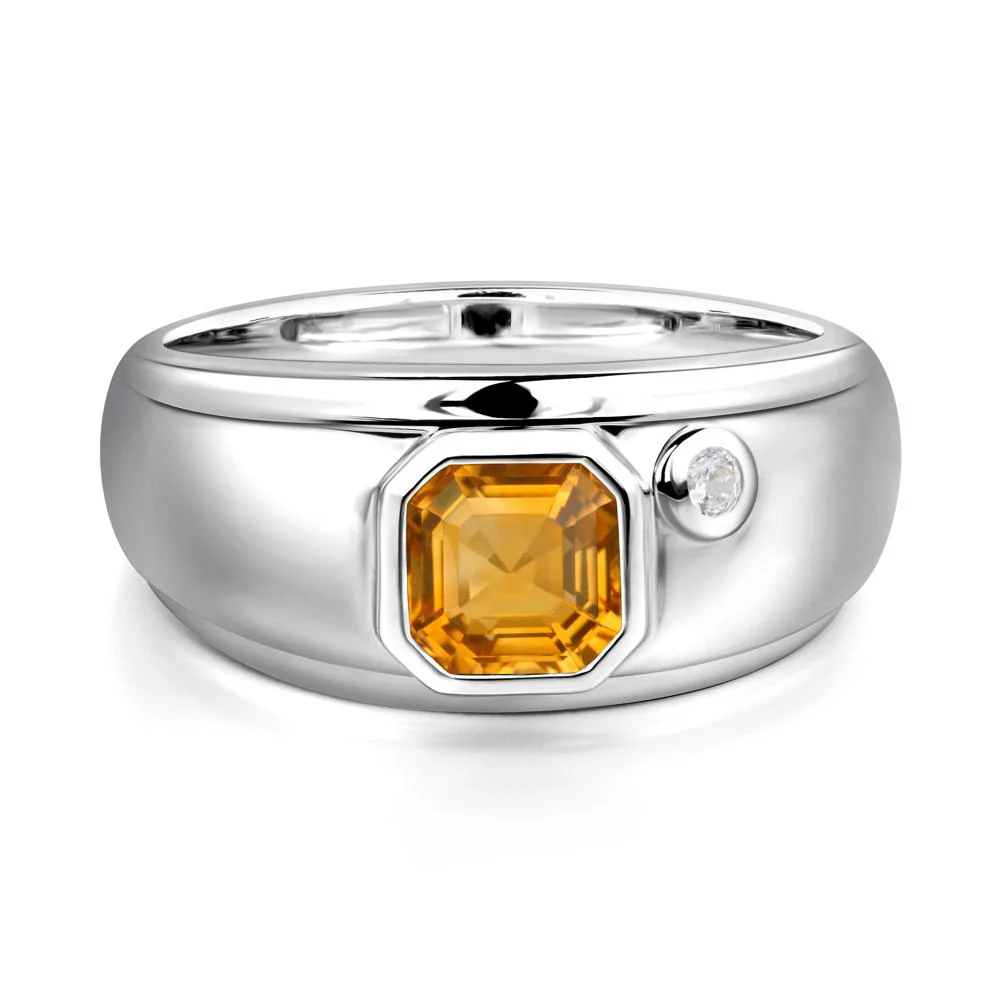 Asscher Cut Citrine Men's Ring - Image 2