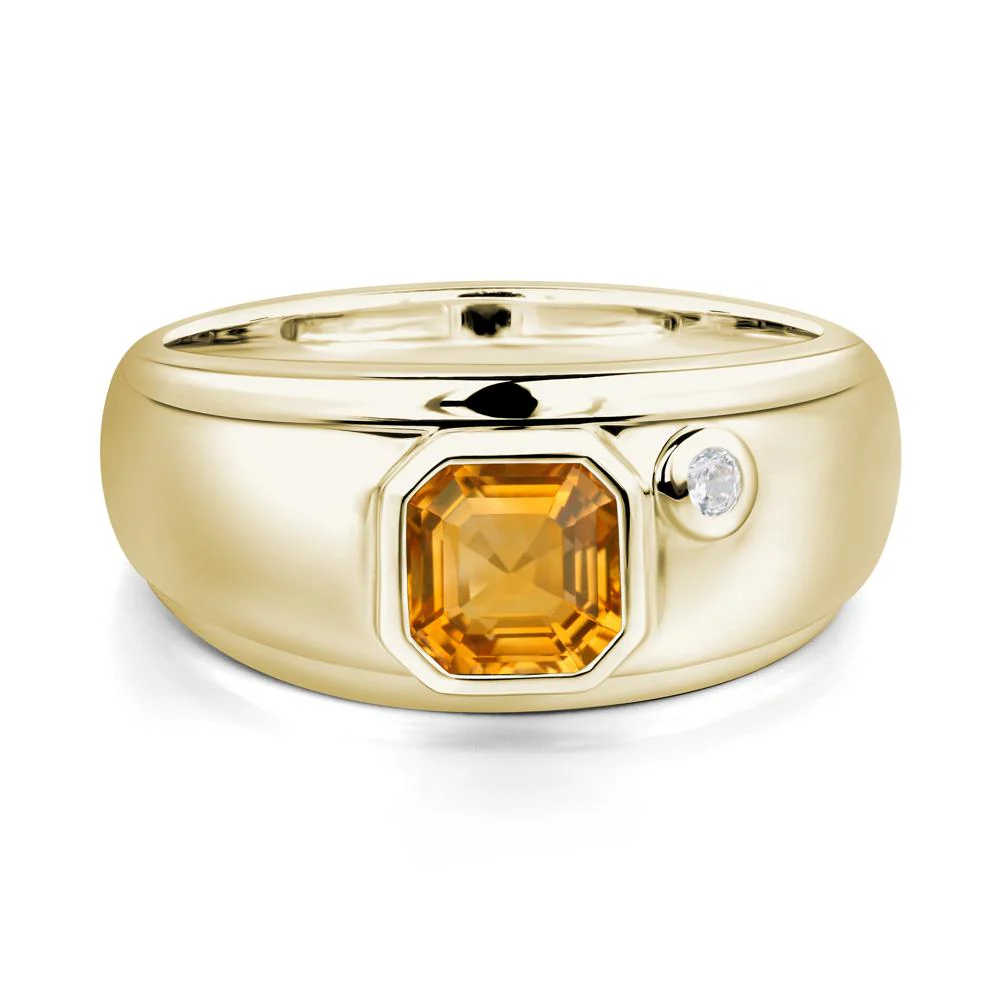Asscher Cut Citrine Men's Ring - Image 4
