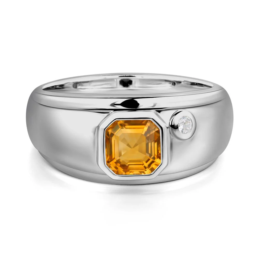 Asscher Cut Citrine Men's Ring - Image 6