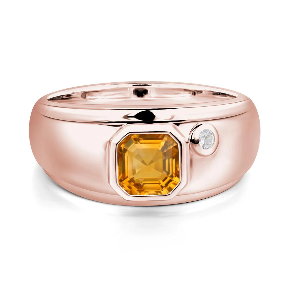 Asscher Cut Citrine Men's Ring - Image 9