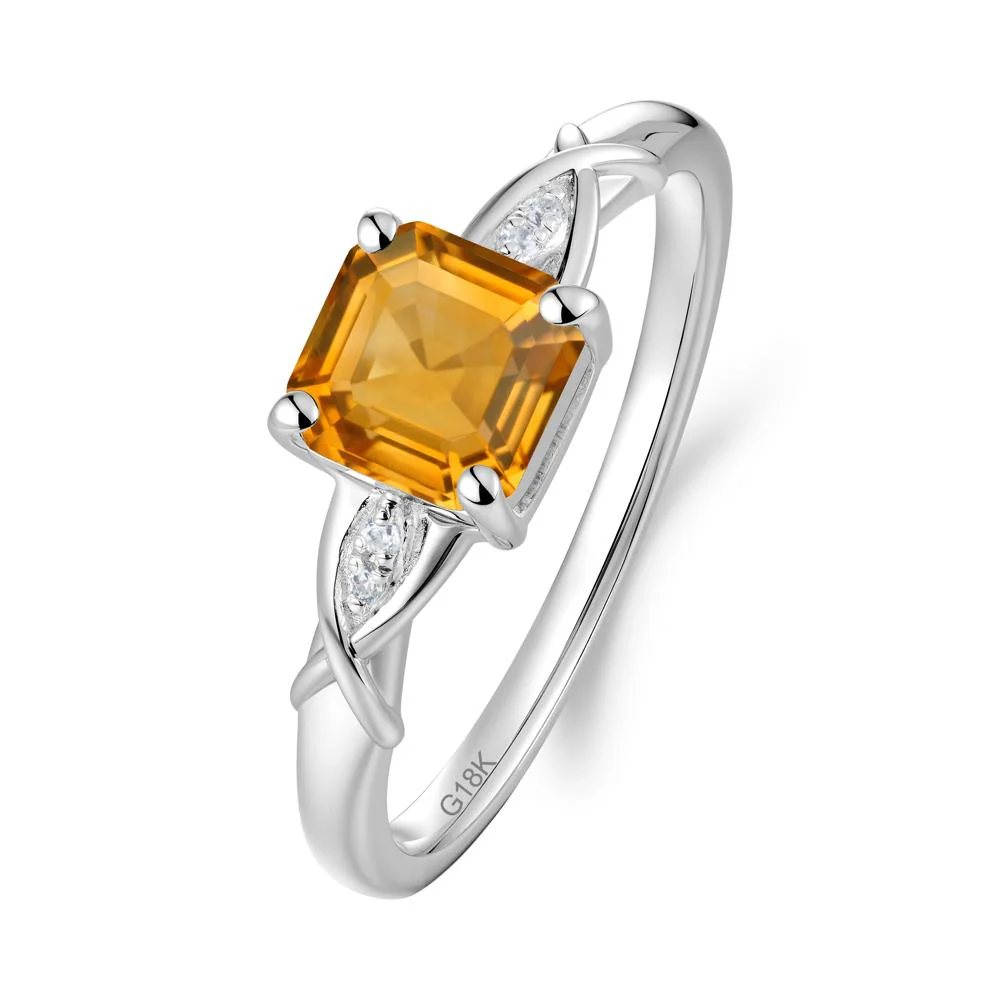 Asscher Cut Citrine Solitaire Ring with Criss-Cross Band - Image 4