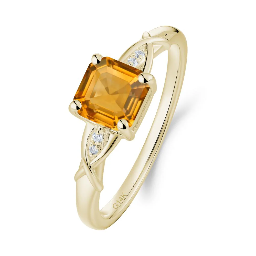 Asscher Cut Citrine Solitaire Ring with Criss-Cross Band - Image 5