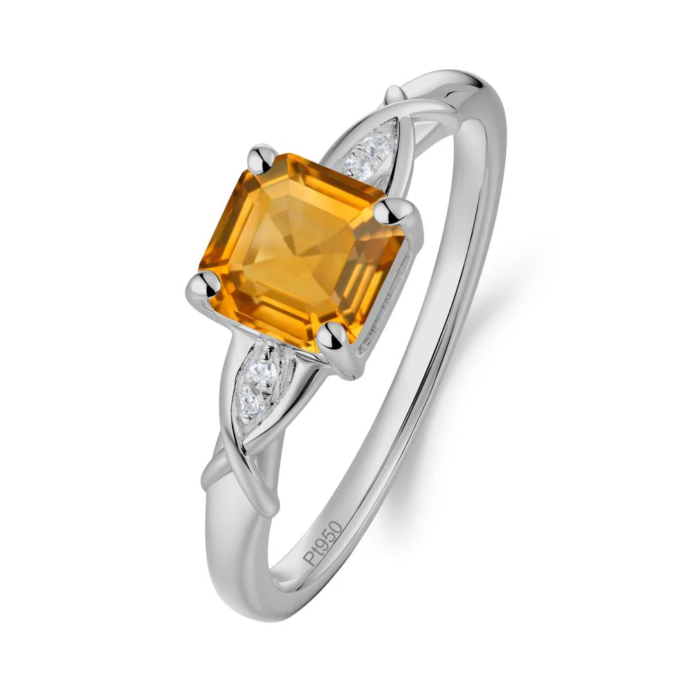 Asscher Cut Citrine Solitaire Ring with Criss-Cross Band - Image 7