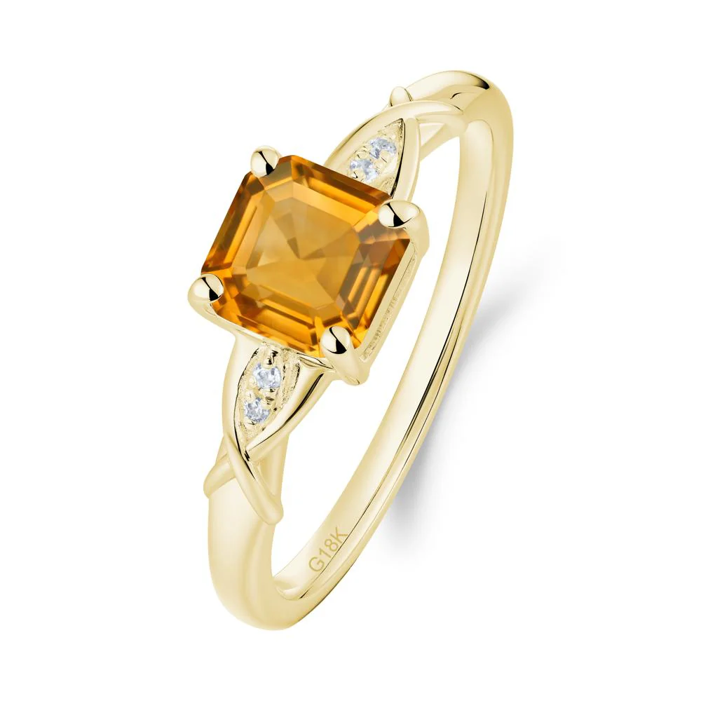 Asscher Cut Citrine Solitaire Ring with Criss-Cross Band - Image 8