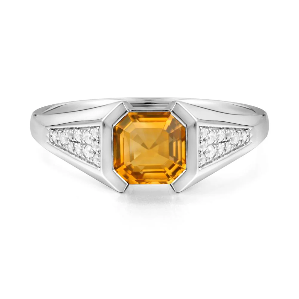 Asscher Cut Citrine Statement Ring