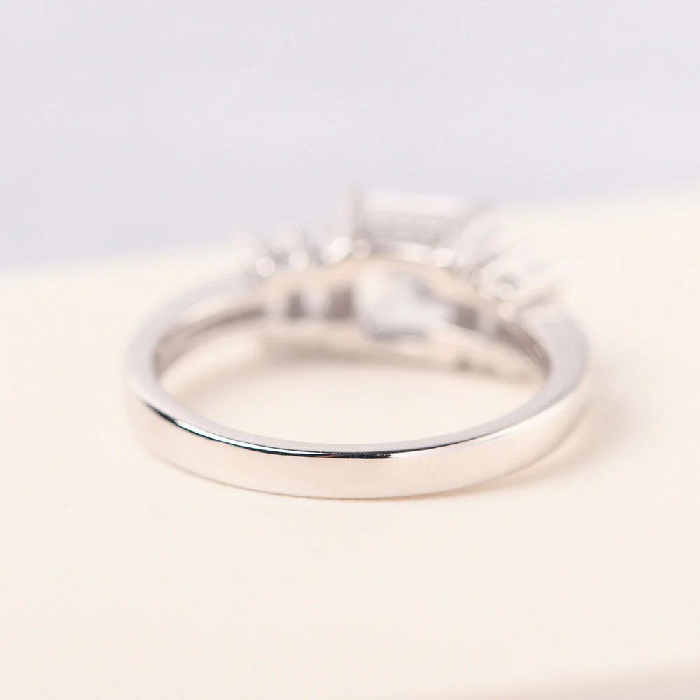 Cubic Zirconia Engagement Ring with Baguettes - Image 3