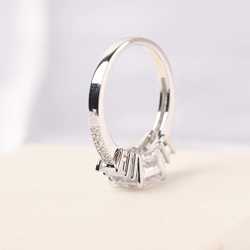Cubic Zirconia Engagement Ring with Baguettes - Image 4