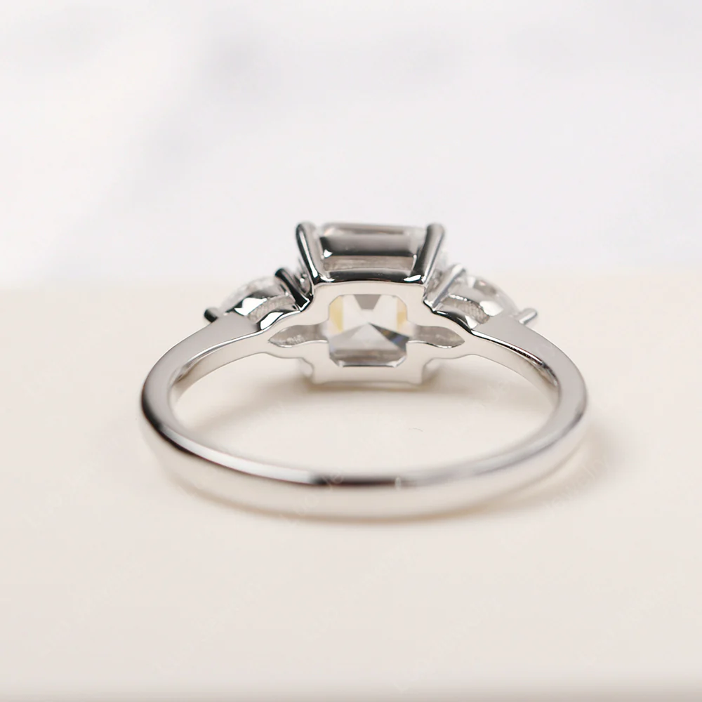 Asscher Cubic Zirconia Ring with Pear Side Stone - Image 3