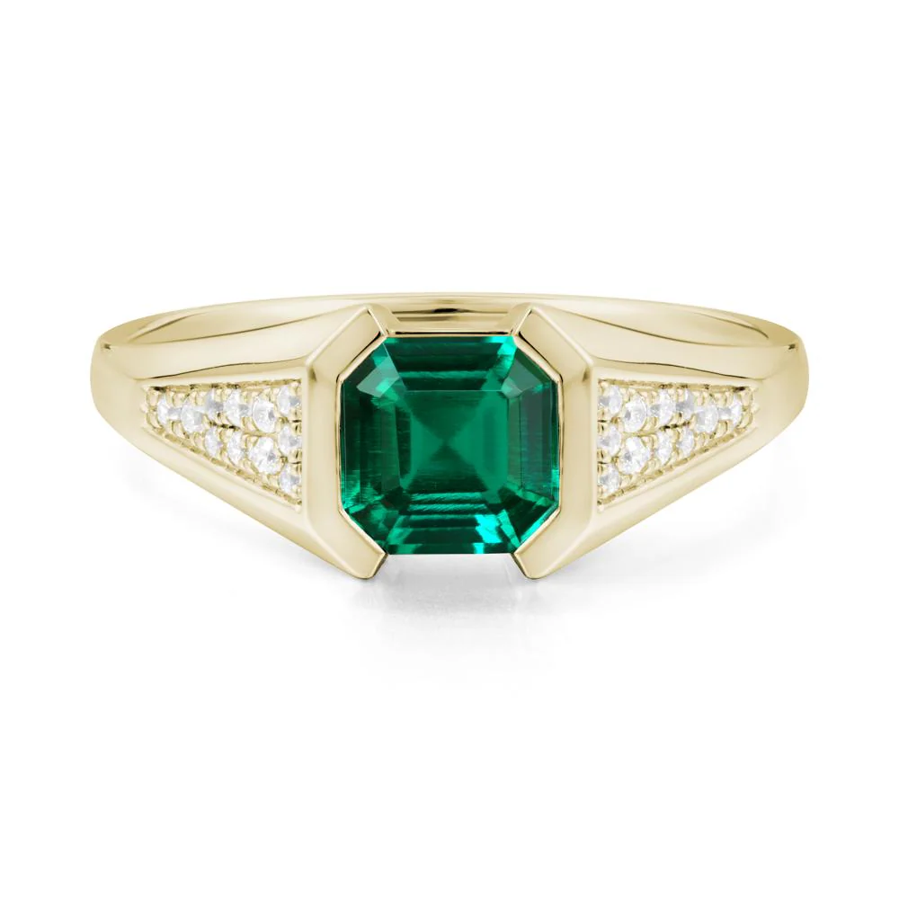 Asscher Cut Emerald Bezel Ring - Image 6