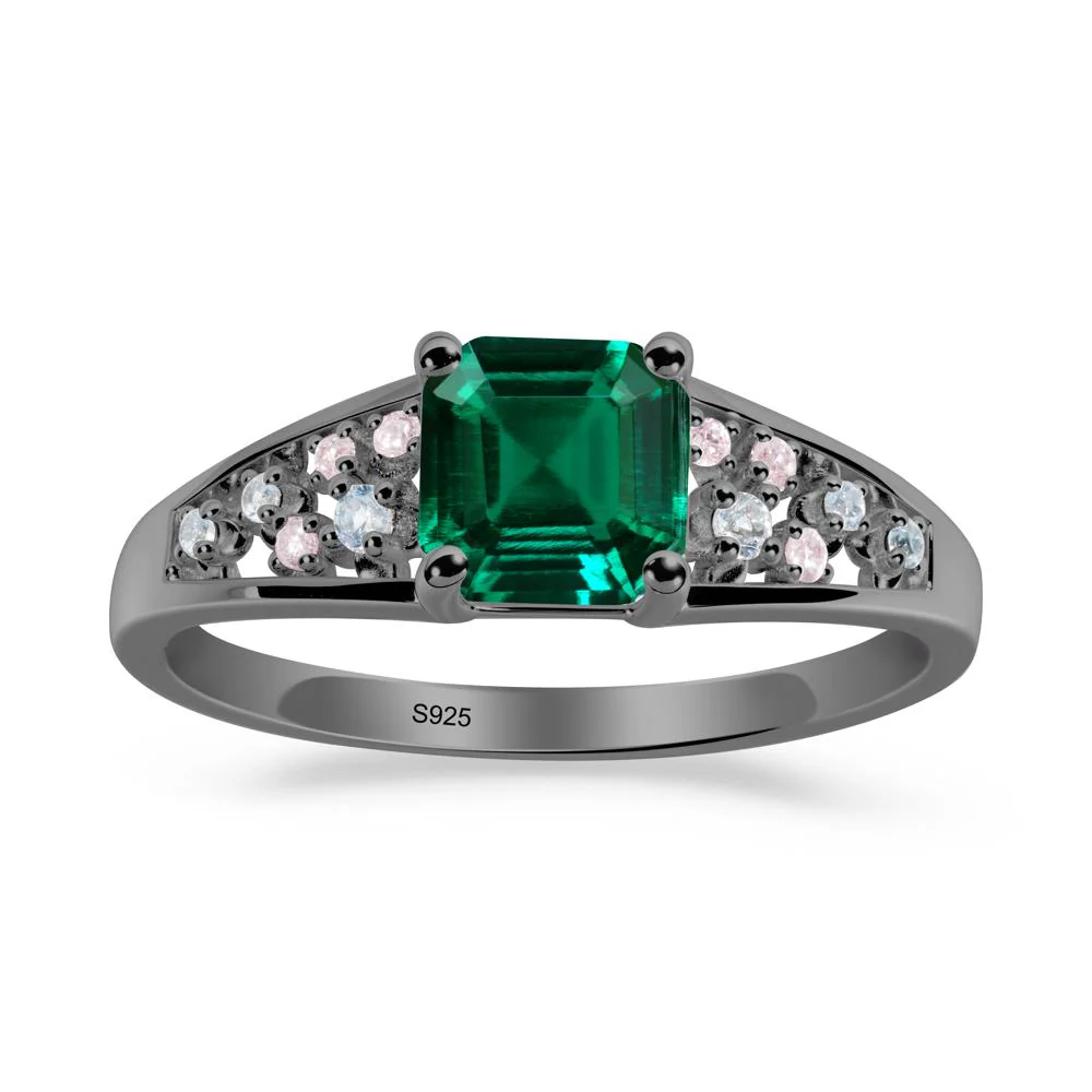 Asscher Cut Emerald Cluster Ring - Image 3