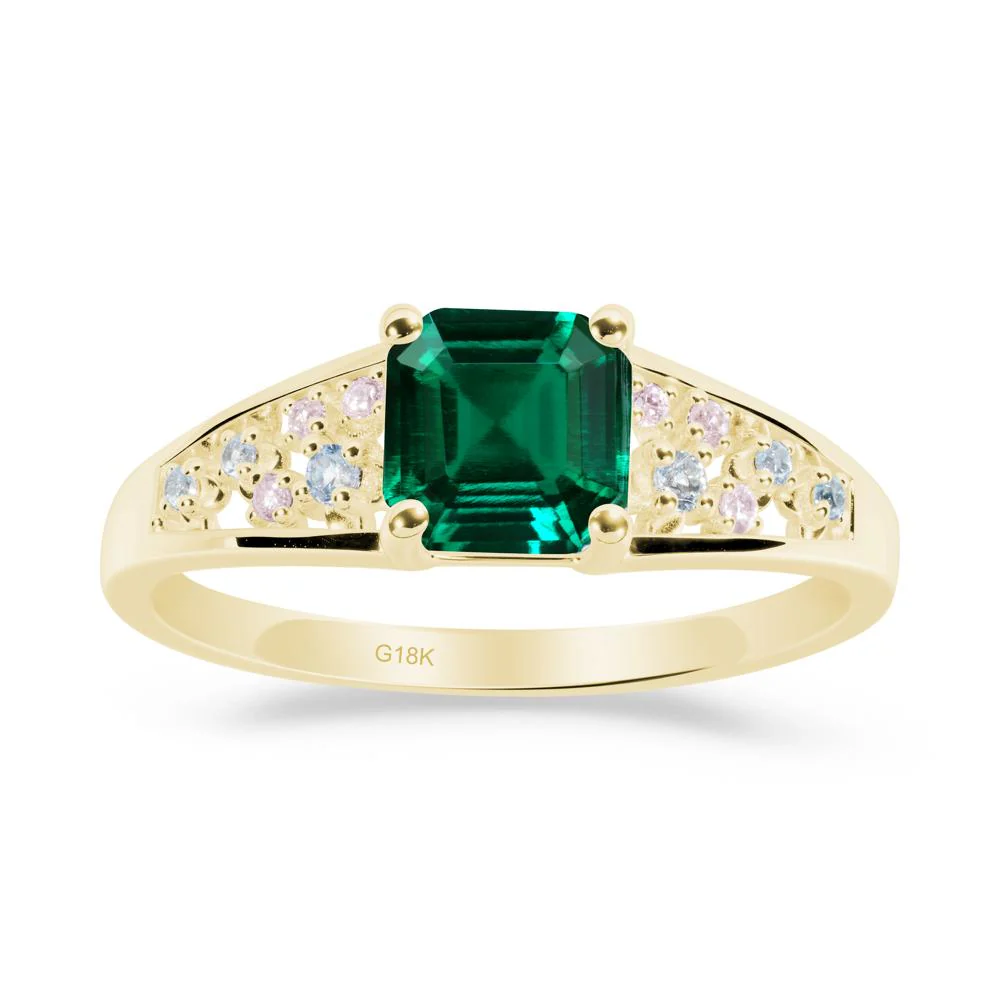 Asscher Cut Emerald Cluster Ring - Image 4