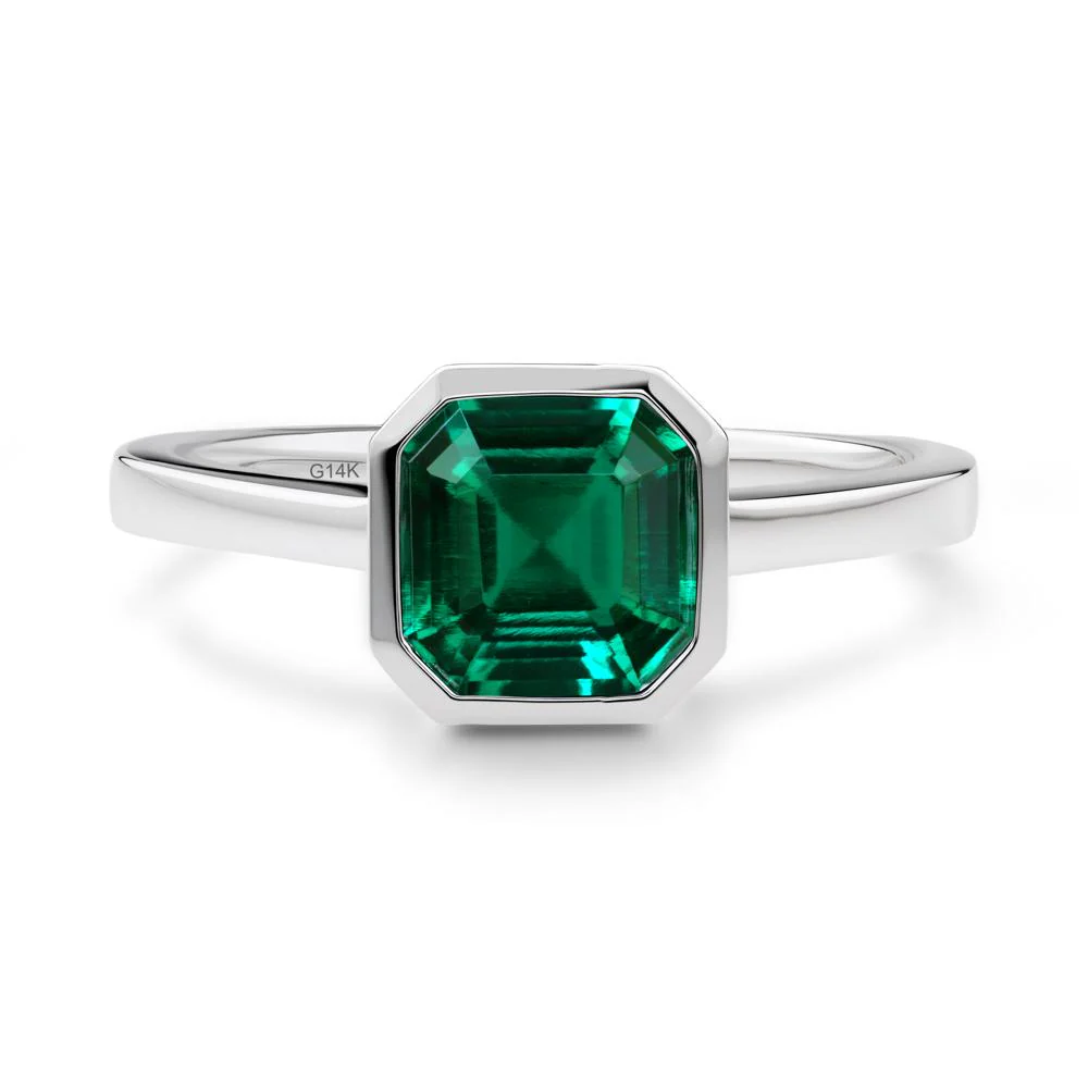 Asscher Cut Emerald Engagement Ring