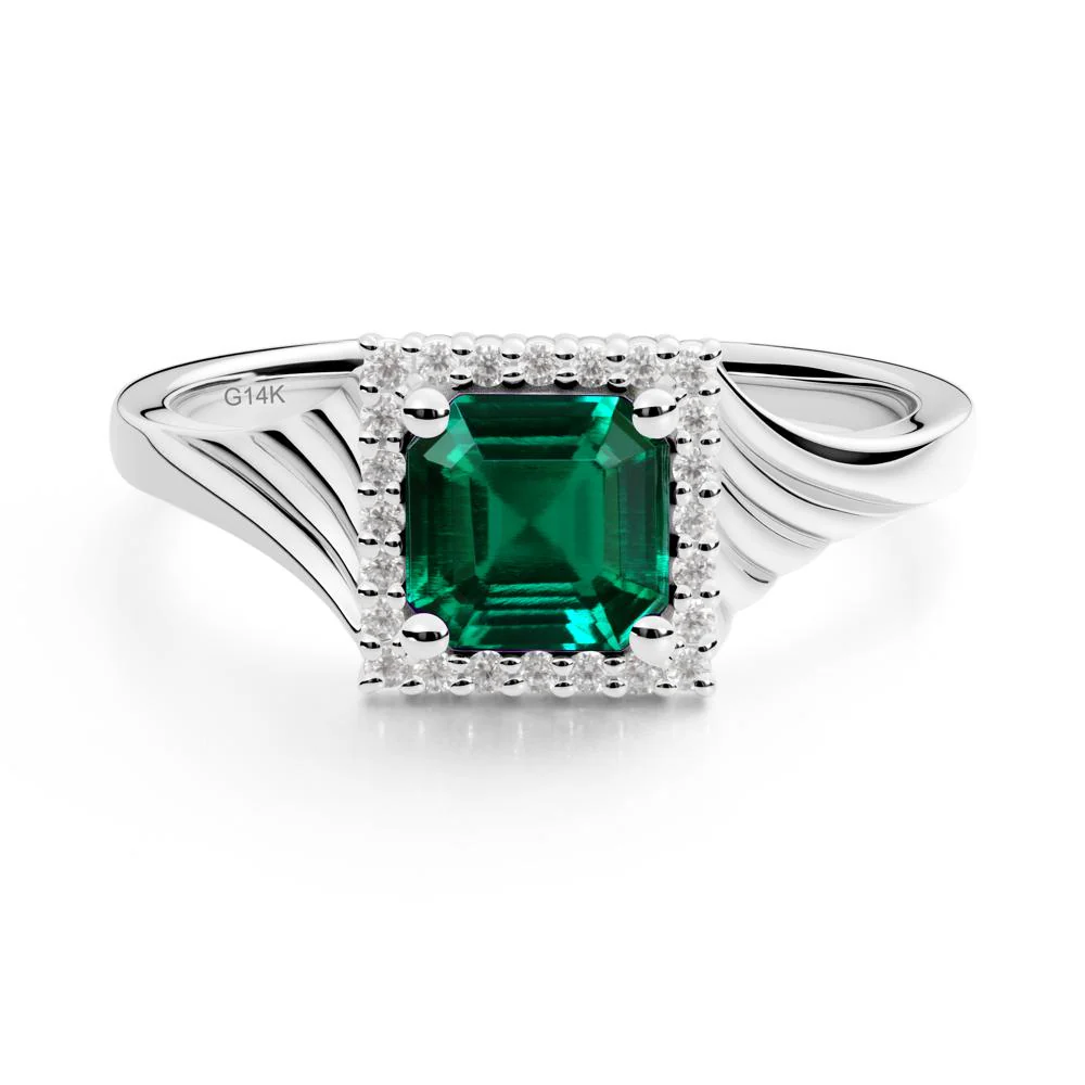 Asscher Cut Emerald Halo Ring - Image 4