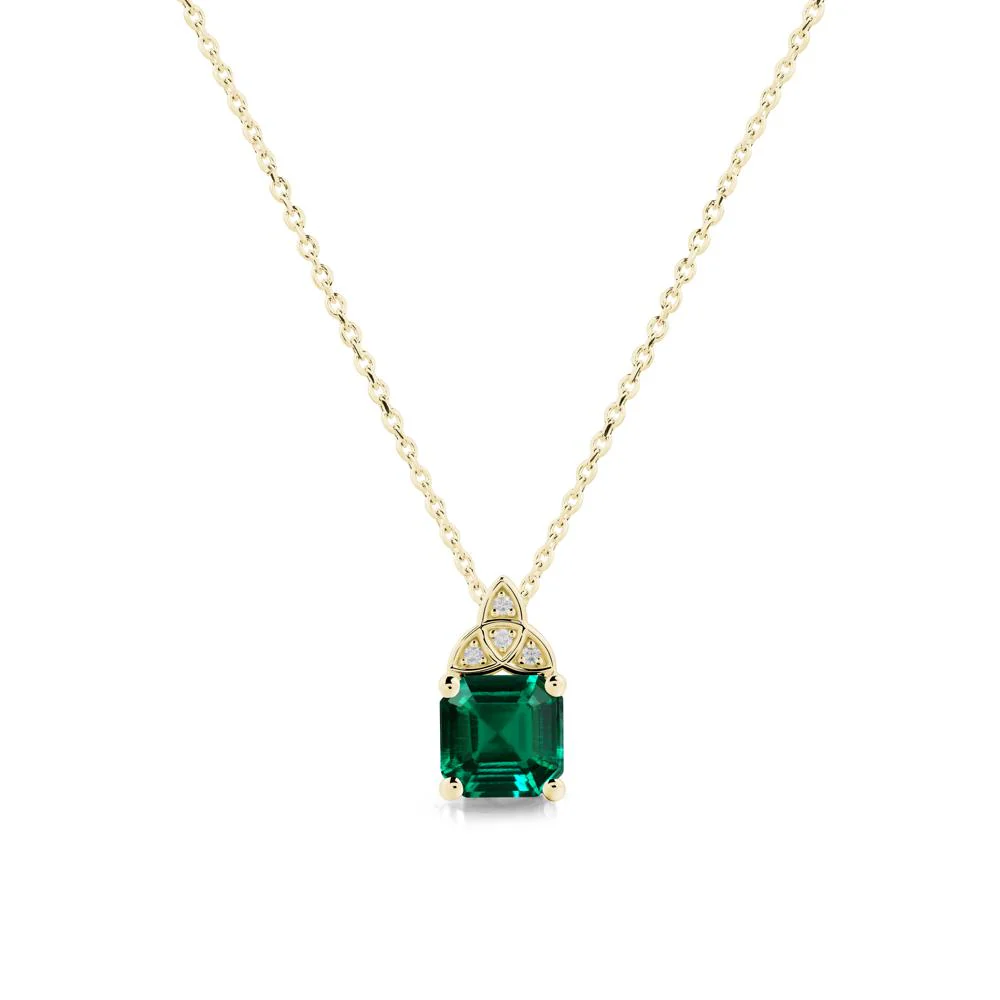 Asscher Cut Emerald Necklace with Celtic Knot - Image 6