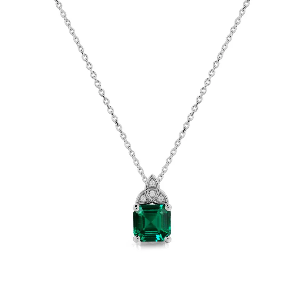 Asscher Cut Emerald Necklace with Celtic Knot - Image 8