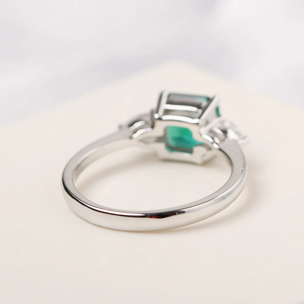 Asscher Emerald Ring with Pear Side Stone - Image 3