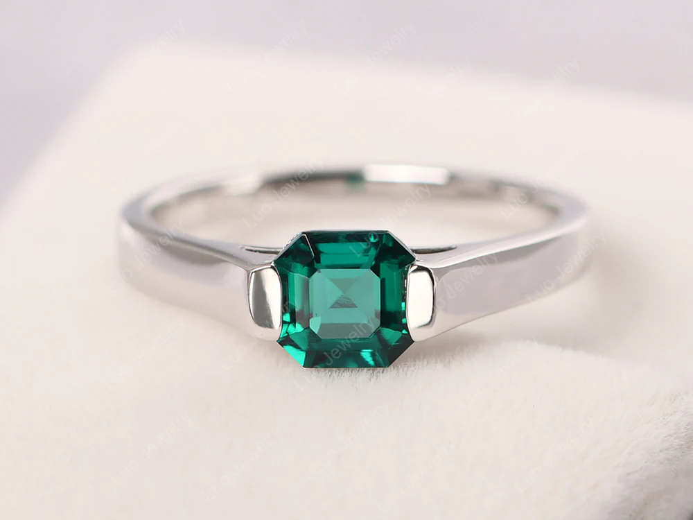 Emerald Half Bezel Ring