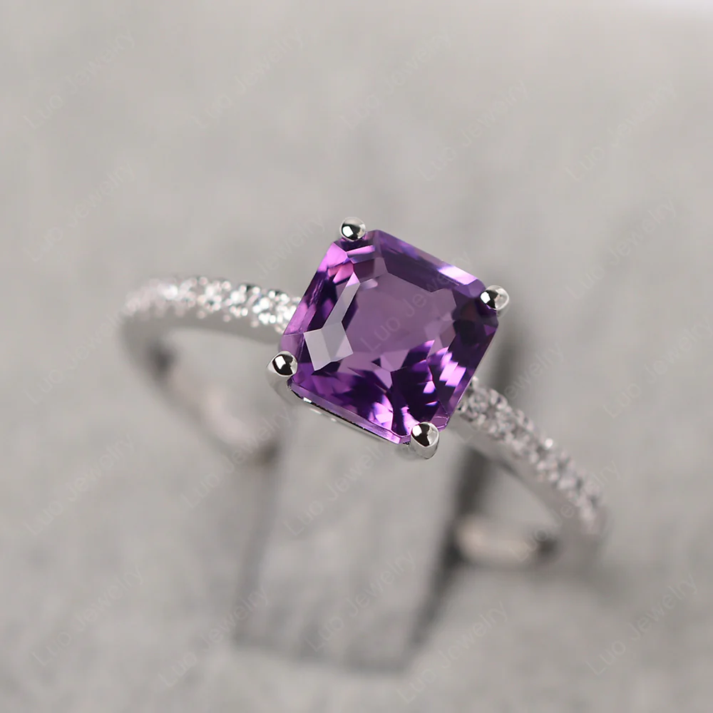 Simple Amethyst Asscher Cut Ring