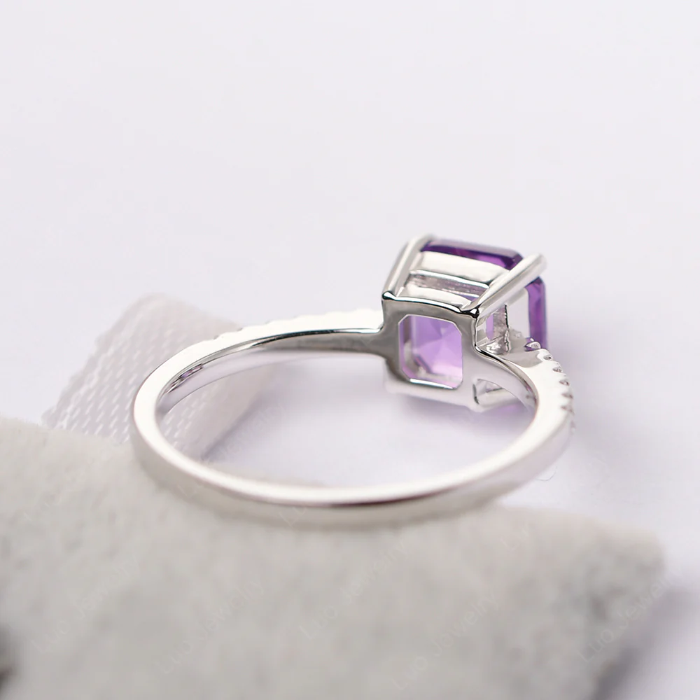 Simple Amethyst Asscher Cut Ring - Image 4