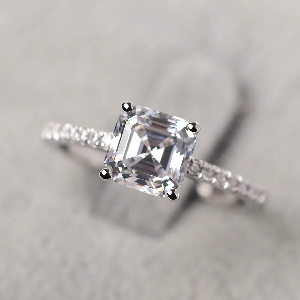 Simple Cubic Zirconia Asscher Cut Ring