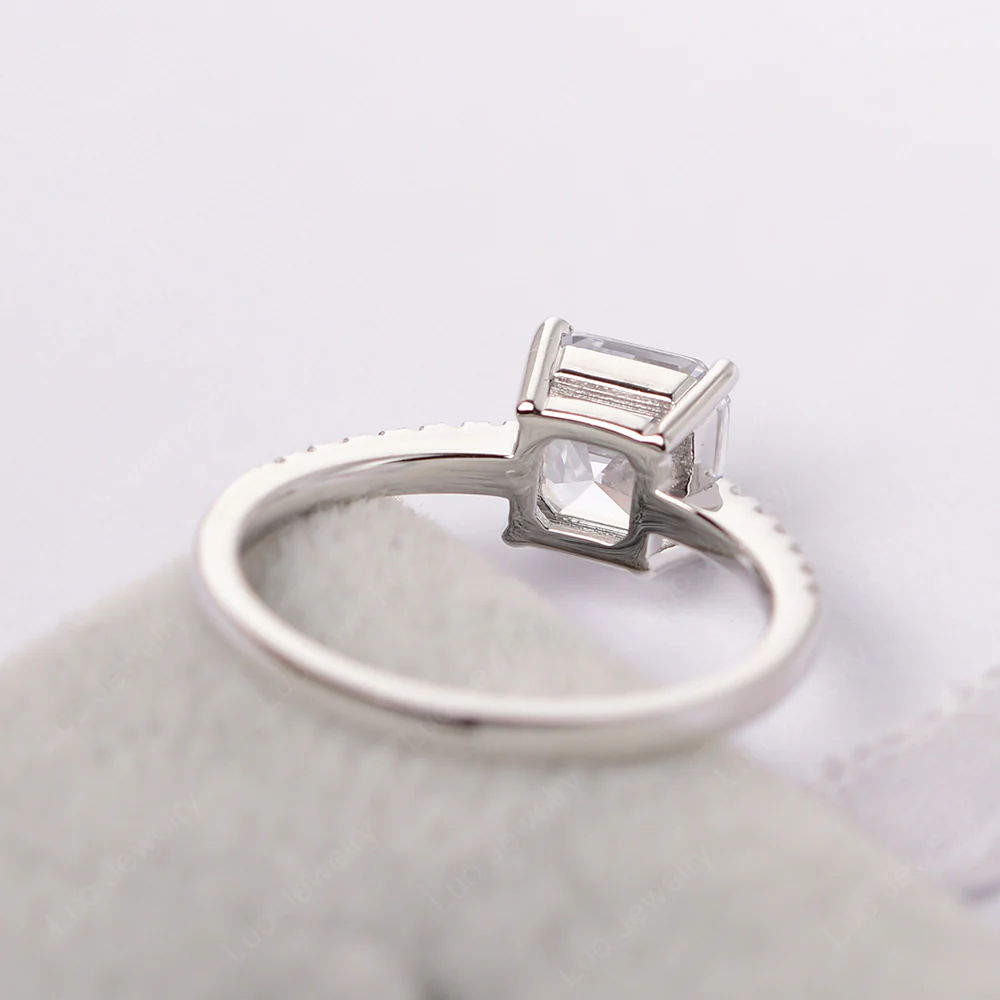 Simple Cubic Zirconia Asscher Cut Ring - Image 4