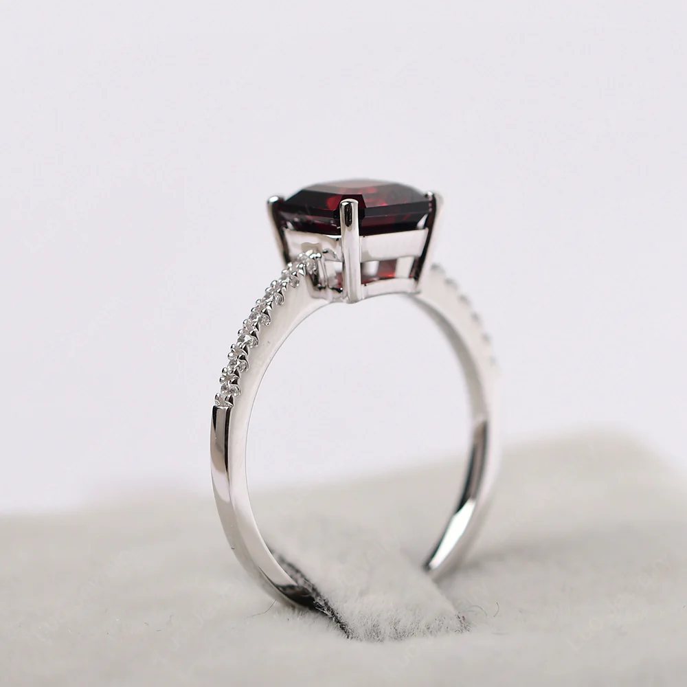 Simple Garnet Asscher Cut Ring - Image 5